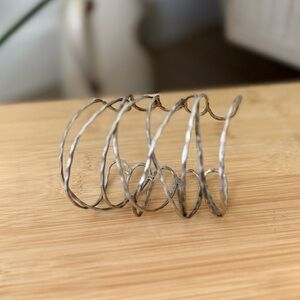 Twisted Metal Coil Bracelet Stack - Silver Tone